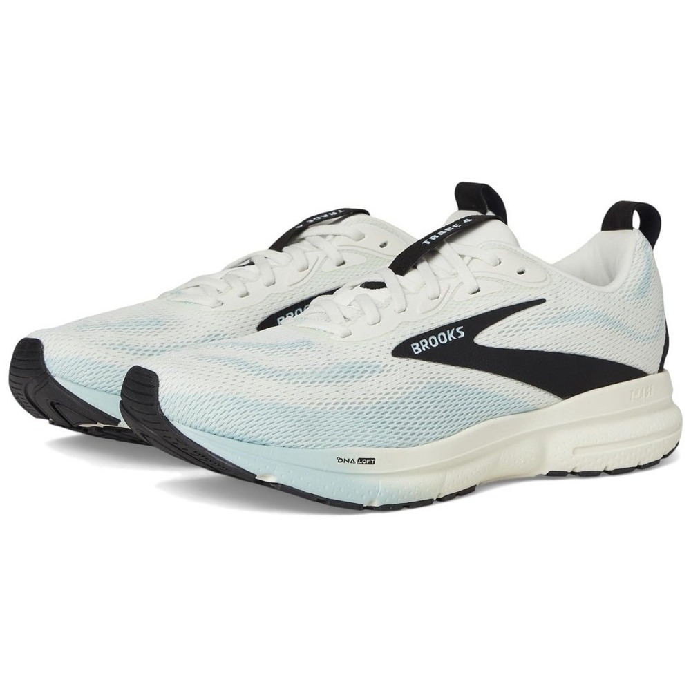 Brooks Trace 4 Mens Running Shoes White Black Blue 1104521D452 Size 9.5 D